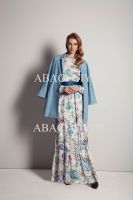 2015 new fashion long dress sleeve flower patterned european style lady maxi woman coat trendy 