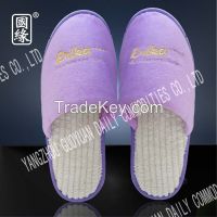 purple velvet hotel slipper