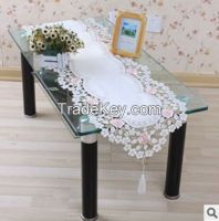 white embroidery lace tablecloth
