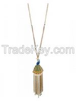 PEACOCK LONG PENDANT NECKLACE