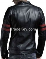  New Awesome Stylish Men\'s Motorcycle Lambskin Genuine Leather Bike Jacket