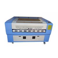 CO2 leather cutting machine, double heads with auto feeding system