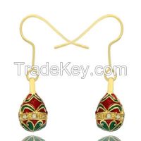 Fashion Jewelry Silver Faberge Enamel Egg dangle earring