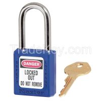 MASTER LOCK 410BLU D1944 Lockout Padlock KD Blue 1/4 in Dia.