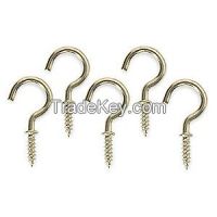 APPROVED VENDOR 1WBH9 Cup Type Hook Brass Length 3/4 In PK 20