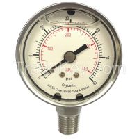 GRAINGER APPROVED 4CFF7 Pressure Gauge, Liquid Filled, 2 In