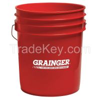 APPROVED VENDOR 34A256 Plastic Pail Round Red Cap 5 Gal Logo