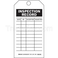 BRADY 86620 Inspection Rcd Tag 7 x 4 In Bk/Wht PK10