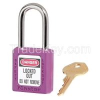 MASTER LOCK 410PRP D1944 Lockout Padlock KD Purple 1/4 in Dia.