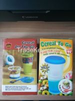 Plastic cereal to go cup with spoon as seen on TV