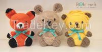 Animals soft wool handmade plush toys, hand knitted crochet toys gifts for children , decoration