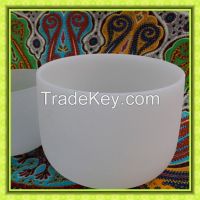 Frosted quartz crystal singing bowls with "CDEFGAB" note