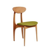 MID-Century Wooden Dining Chair, Solid Rubber Wood Chair with Upholstered
