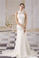 Gorgeous halter lace wedding dress of slim-line