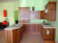 Solid wood, cherry-stained classic kitchen
