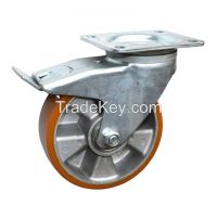 Medium Duty Heavy Pu Caster Wheel With Brake Of Chinese Prodcut