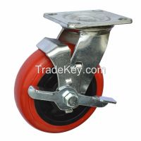 Medium duty Top Plate TPU Caster Wheel with Side Brake for industrial equipment