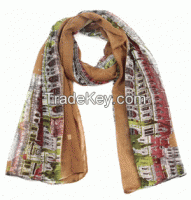 fashiom Church Building print 100% polyester scarf