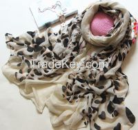 lepard peint 52% modal 31%linen17%viscose blended fabric soft handfeel scarf