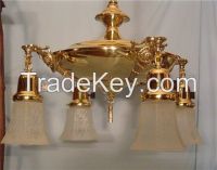 Four arm brass hanging light