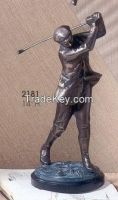 Metal Golfer statue with marble base