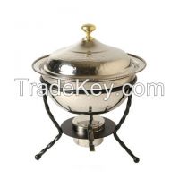 Brass, Aluminium, Steel With Glass, Chaffering Dish