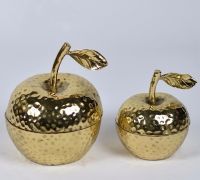 Decorative Brass Apple Shaped Jar with Lid