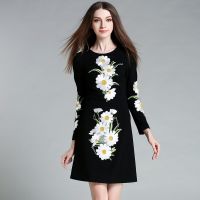 long sleeve french fashion clothing women clothes ladies embroidered dress