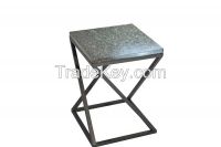 irregular coffee table with marble top and iron legs  DP019