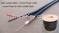 high performance coaxial cable rg59+2dc
