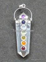 Crystal Quartz Chakra Flat Pendants