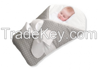 Baby Wrap - Swaddle - Baby Blanket, Feather Light - 100% Cotton - Grey Polka Dot