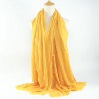 Fashion Luxury Summer Beach Lightweight Cotton Voile Hijab Scarf With Pearls Customized Design Beaded Bulk Scarves Shawl