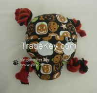 Stuffed skull with rope tug dog toy