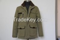 Men Coat  Winter Jacket warm turn-down collar green