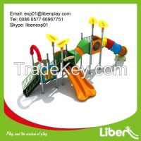 China Manufacturer Liben Play Cheap Children Outdoor Playground with Plastic Slides