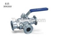 Sanitary stainless steel quick-install 3-way ball valve