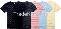 Men's Polo shirt Yarn dye w/flower printing T-shirt