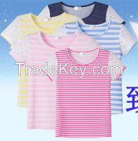 New style Vintage School Loose yarn dyed Girl T-shirt