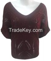 Computer Knitted Half Sleeve V-neck sweater