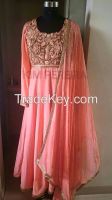 Peach Blush Anarkali Fusion Gown