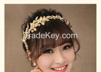 2015 Hand made new design hairband gold leaves women hair accessories