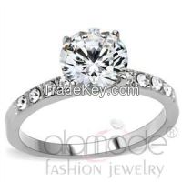 TK198 Classic Surface Prong Setting Stainless Steel AAA Grade CZ Engagement Ring