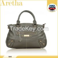 Aretha brand color grey motorcycle style soft genunie leather women bag 2015