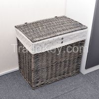 I WILL Rectangle Wicker Hand-woven Family Size Divided Double Laundry Hamper with Cotton Liner and Lid (Gray-black, Coffee, Honey Brown)