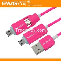 PNGXE Wholesale 2 in 1 Micro USB Data Cable with Led light for iphone for samsung