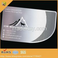 (100pcs/lot)word/logo cutting through thin 0.3mm thickness stainless steel metal business card