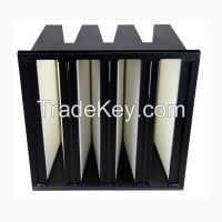 HVAC system compact filter, v bank filter, rigid pocket filter
