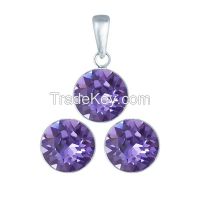Crystal set, with 925 silver, in various colors, Eco-friendly