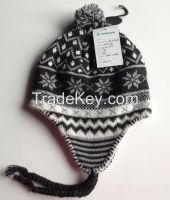Jacquard snow flake style hat with lining